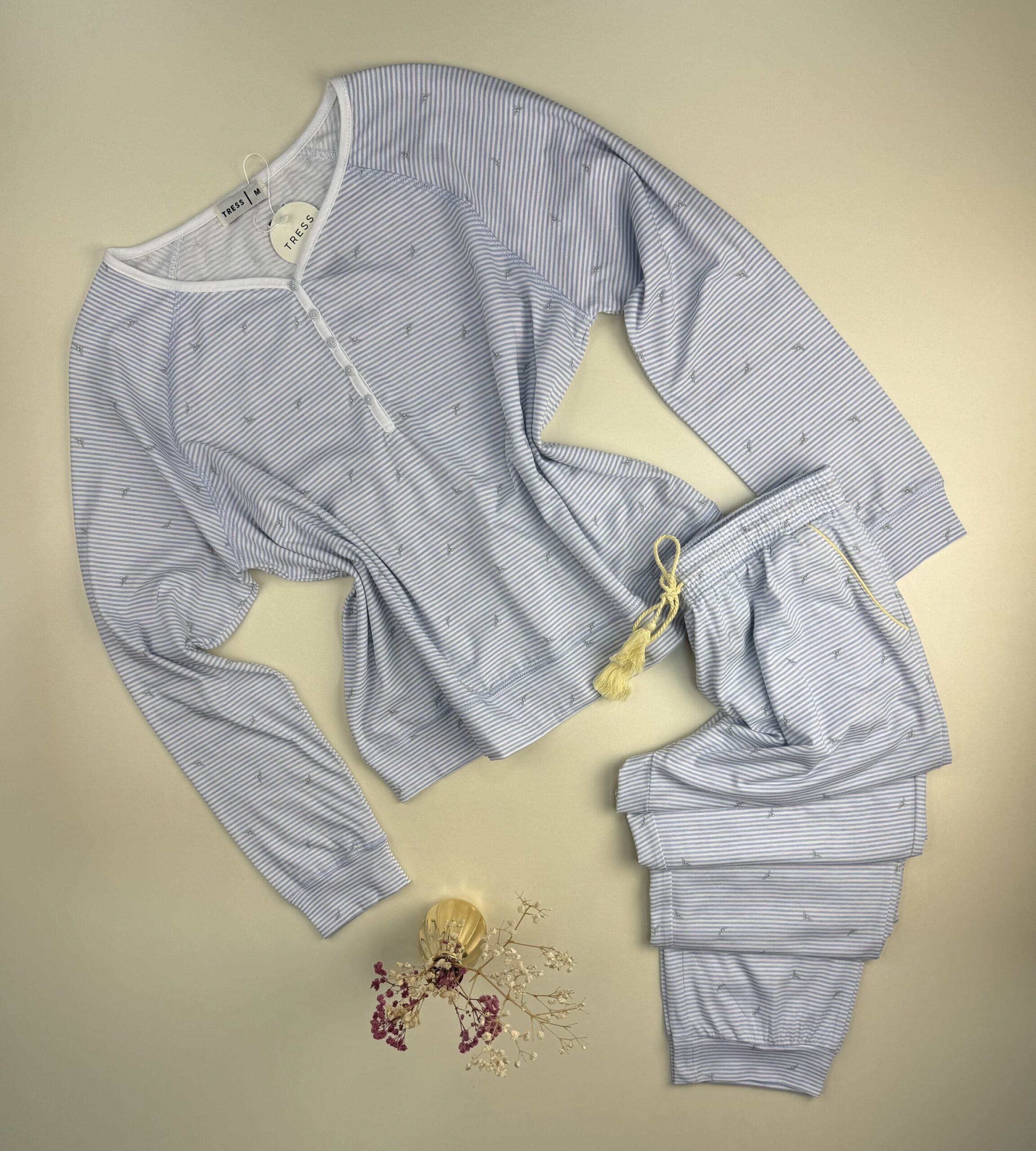 Pyjama pantalon haut manche longue boutonné " Bleu "