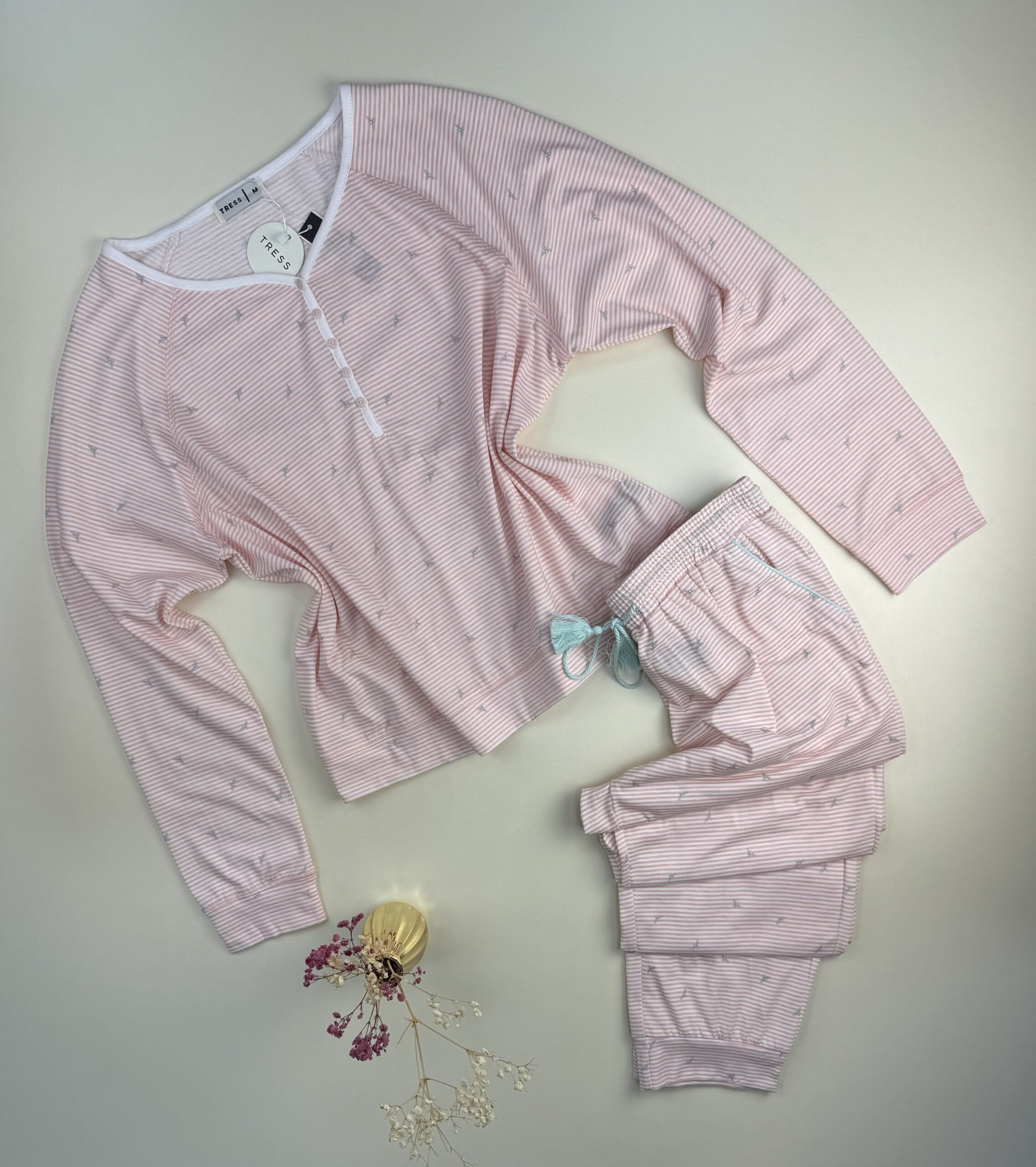 Pyjama pantalon haut manche longue boutonné " Rose "