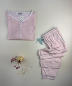 Alternative view of Pyjama pantalon haut manche longue boutonné " Rose "