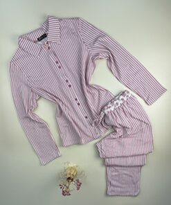 Pyjama pantalon haut manche longue boutonné " Rose "