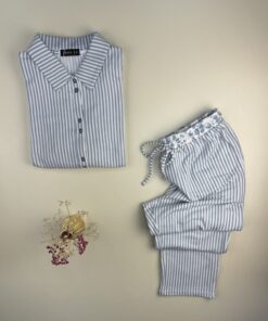 Alternative view of Pyjama pantalon haut manche longue boutonné " Bleu "