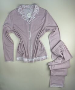 Alternative view of Pyjama pantalon haut manche longue boutonné " Rose "