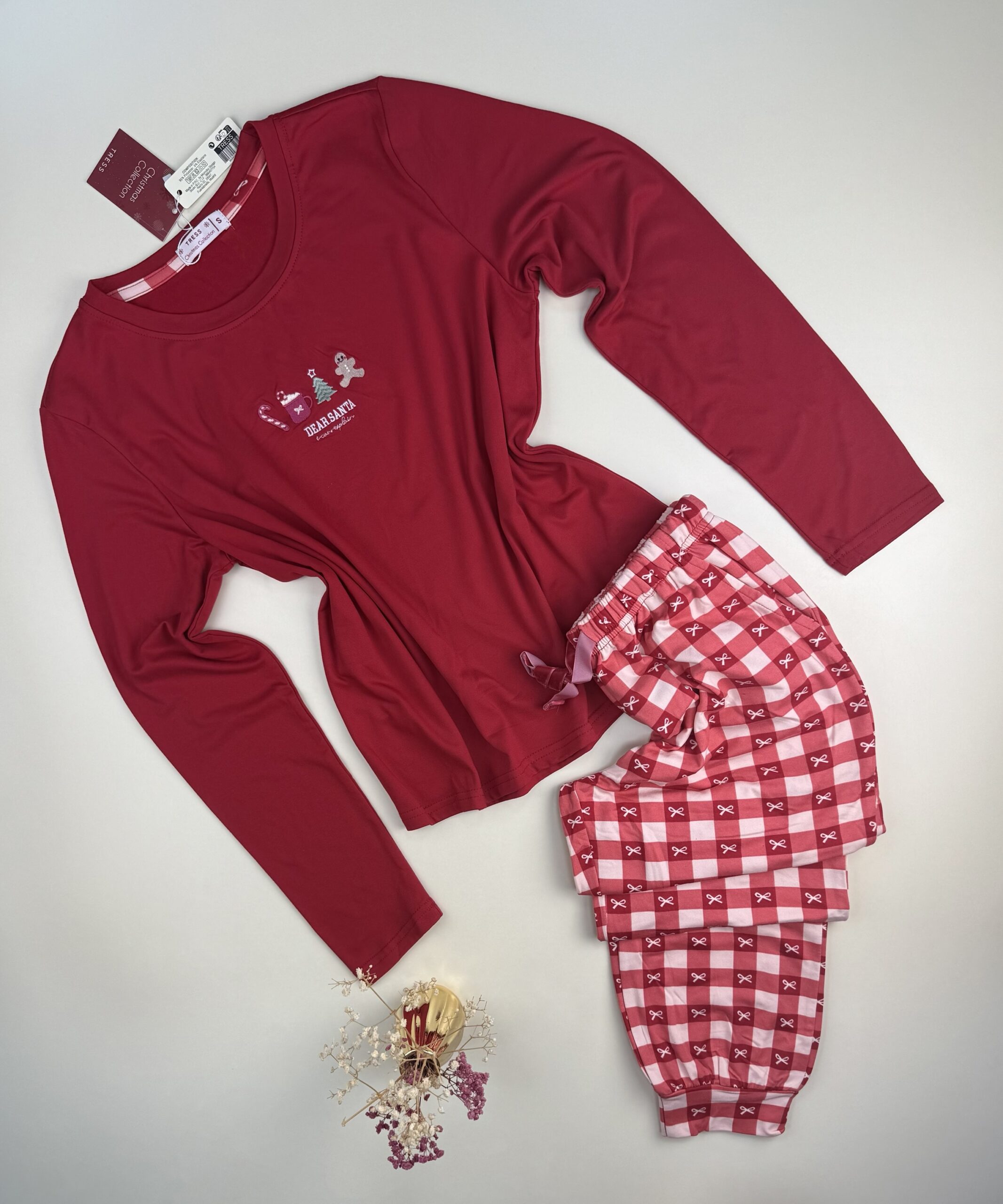 Pyjama pantalon haut manche longue   " Bordeaux "