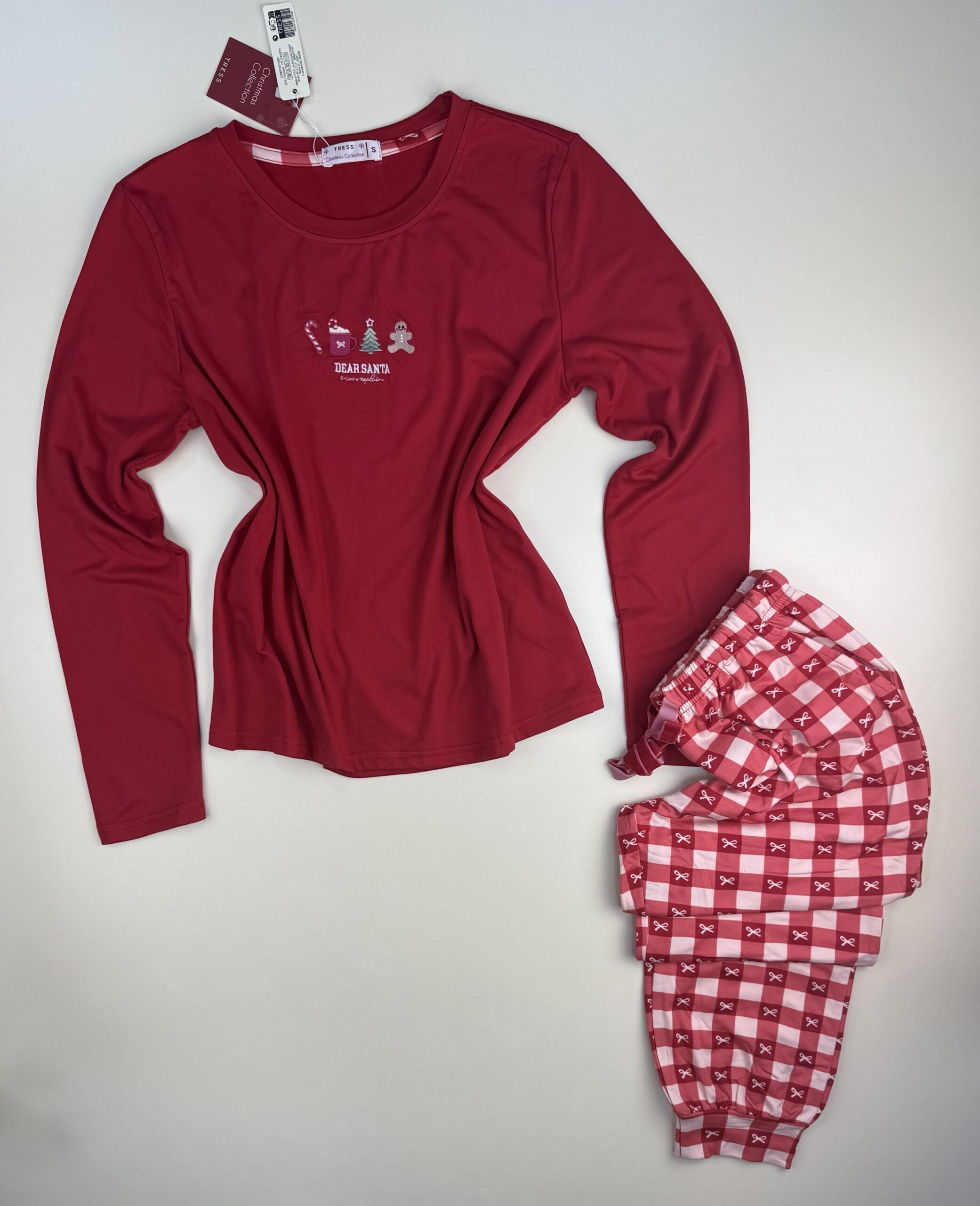 Pyjama pantalon haut manche longue   " Bordeaux " – Image 3