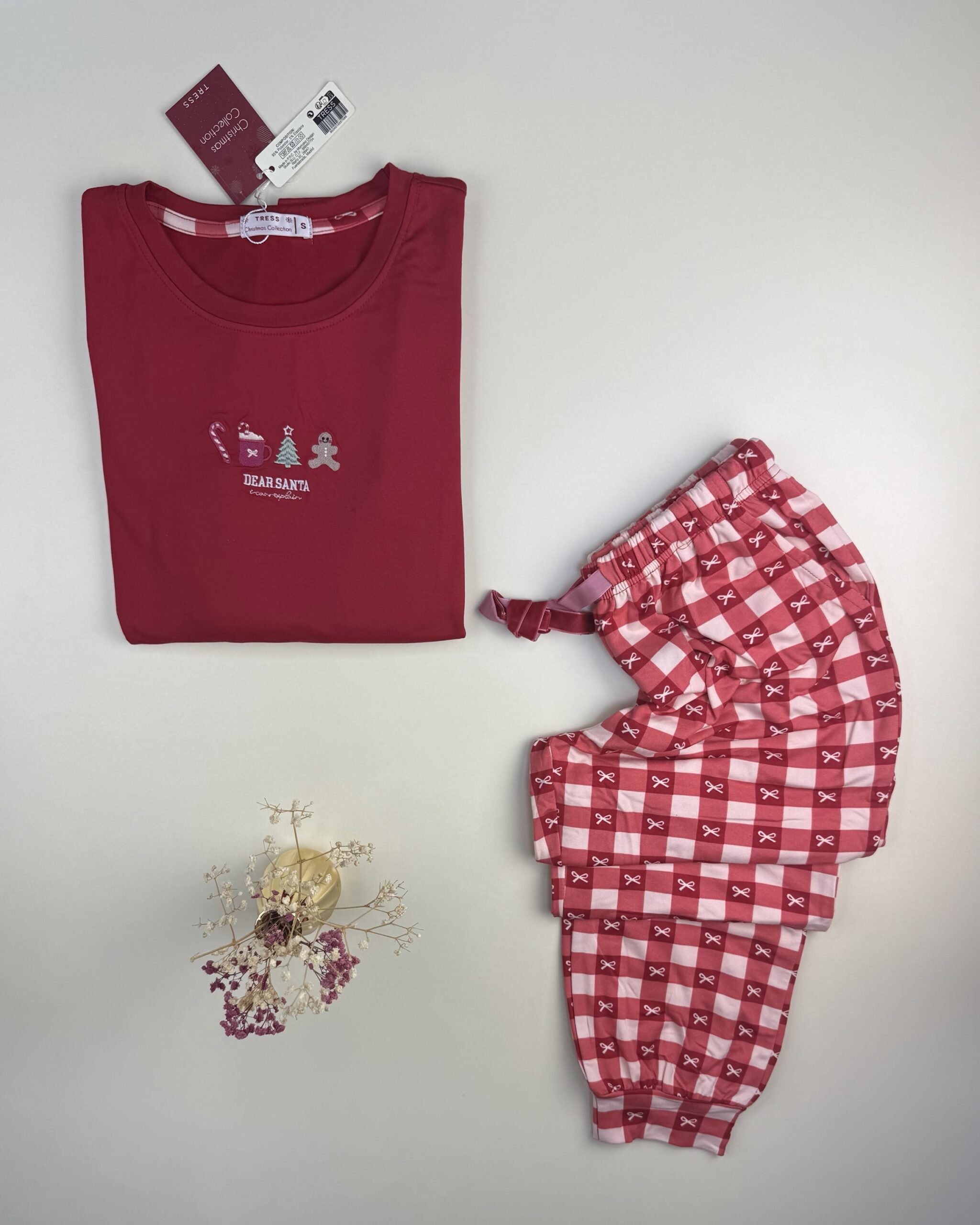 Pyjama pantalon haut manche longue   " Bordeaux " – Image 2