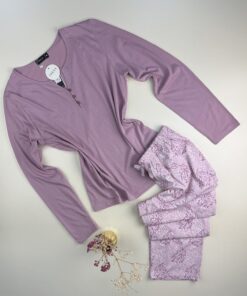 Pyjama pantalon haut manche longue " Mauve "