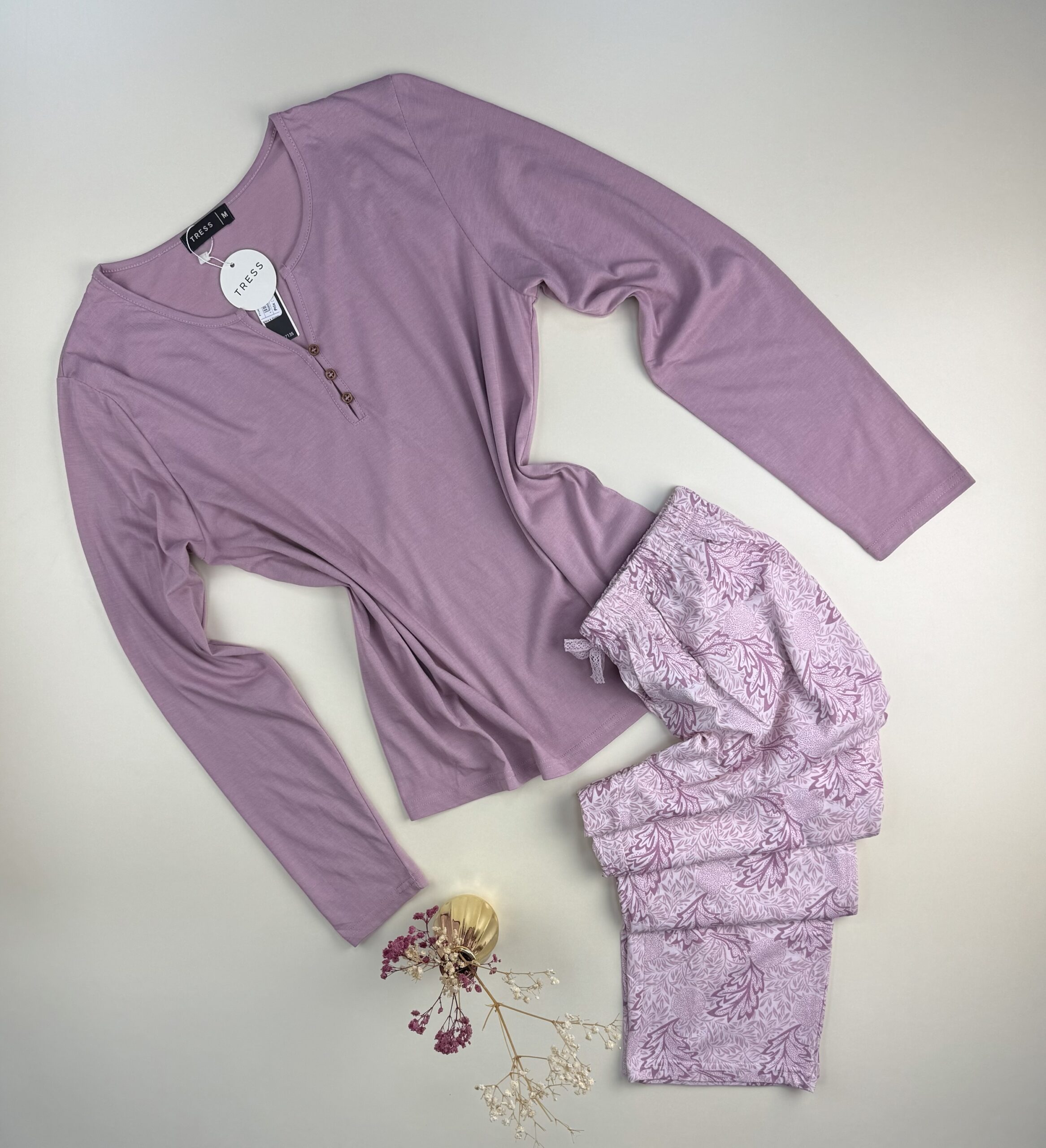 Pyjama pantalon haut manche longue " Mauve "
