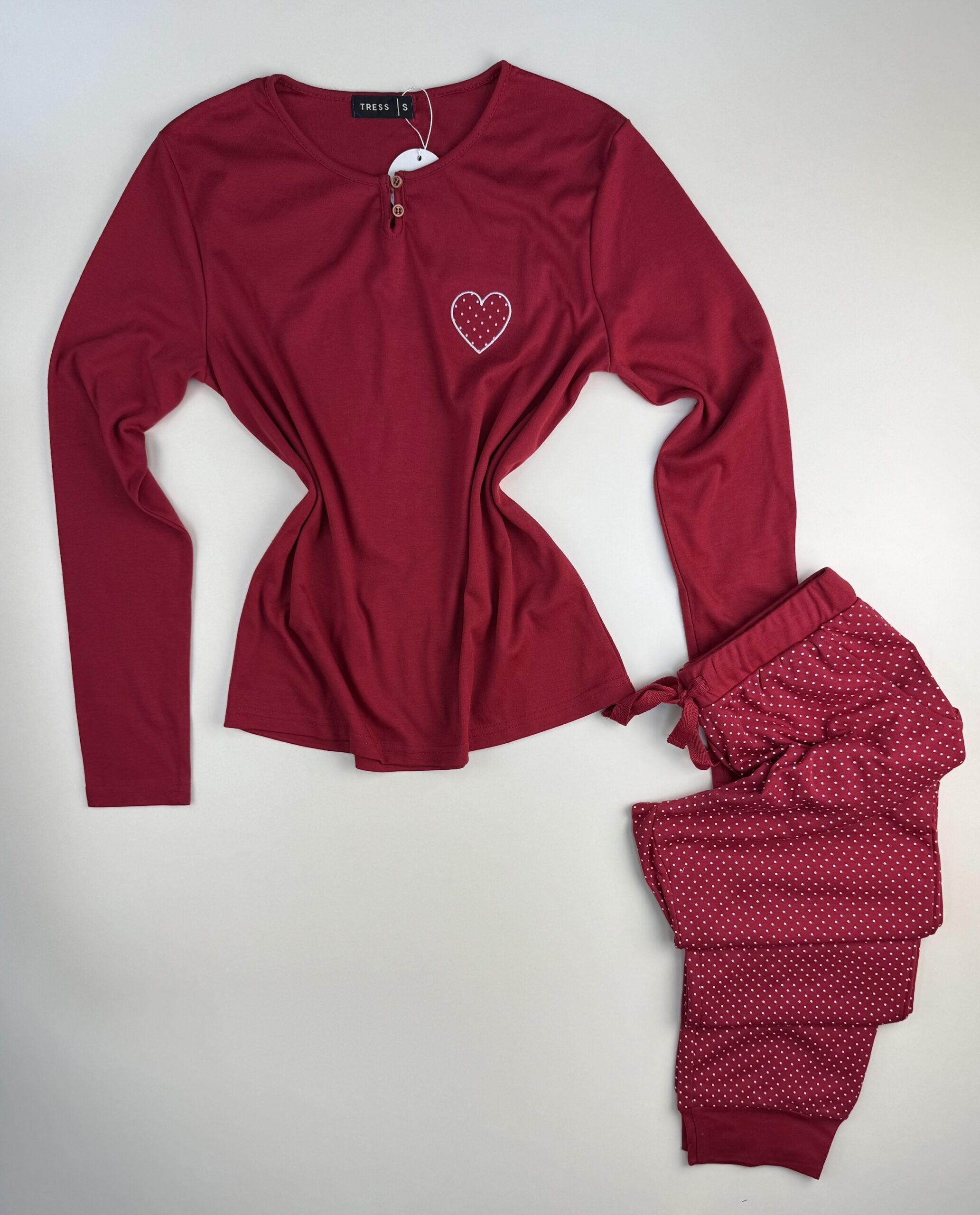 Pyjama pantalon haut manche longue " Bordeaux " – Image 3