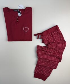 Alternative view of Pyjama pantalon haut manche longue " Bordeaux "