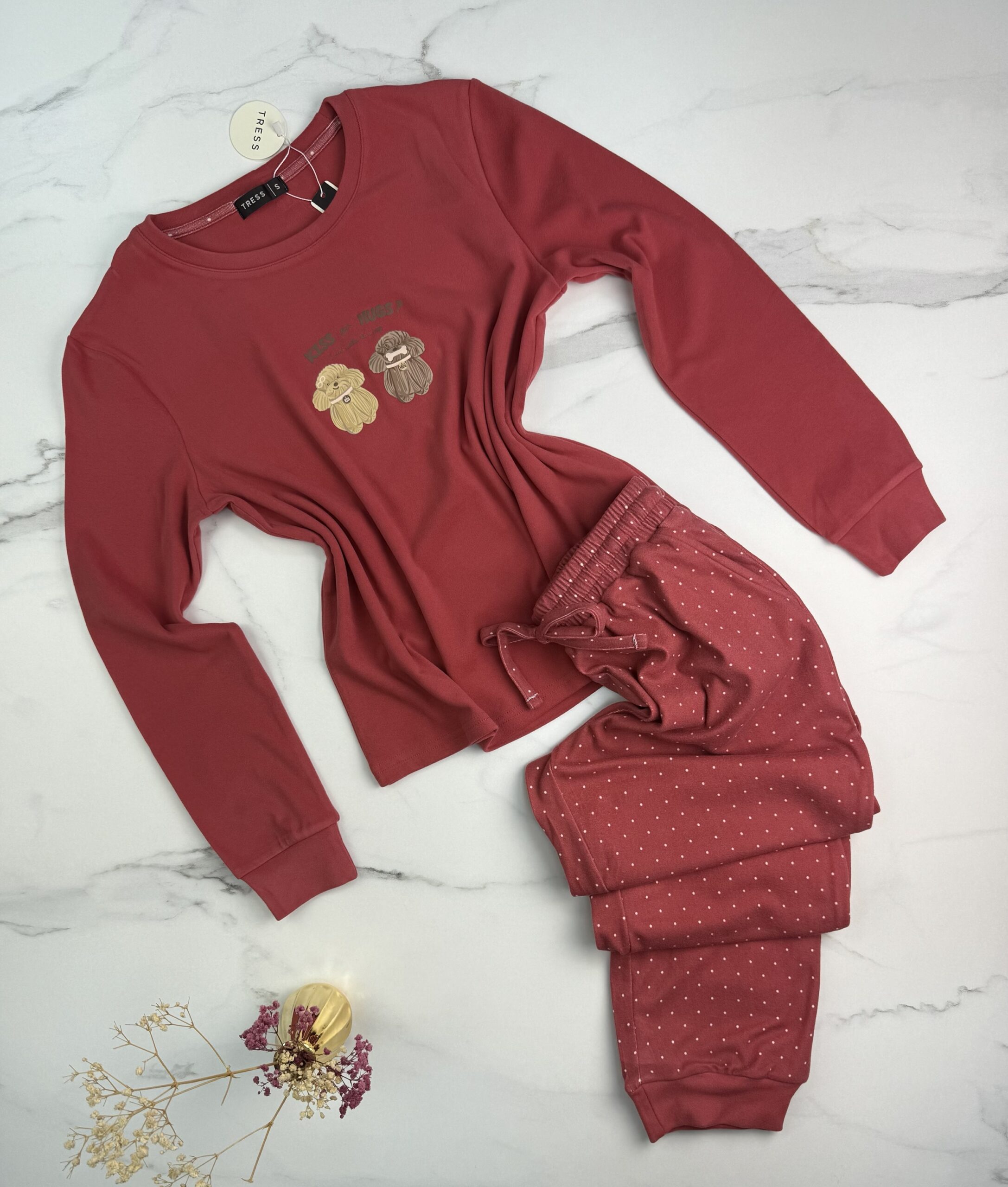 Pyjama pantalon haut manche longue   " Rose foncé "