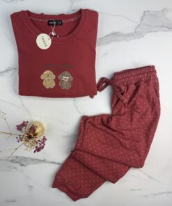 Alternative view of Pyjama pantalon haut manche longue   " Rose foncé "