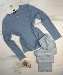 Pyjama pantalon haut manche longue " Bleu "