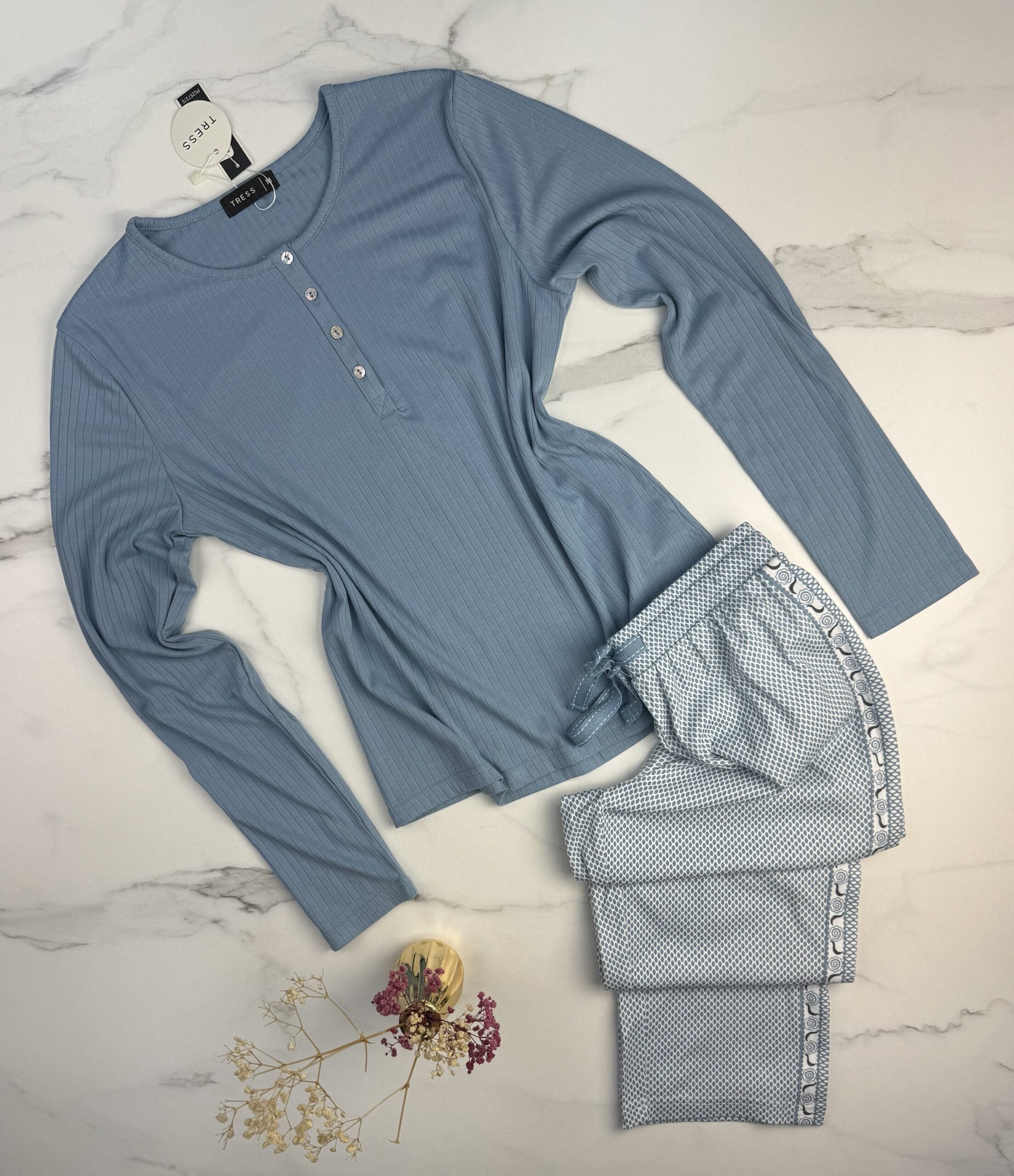 Pyjama pantalon haut manche longue " Bleu "