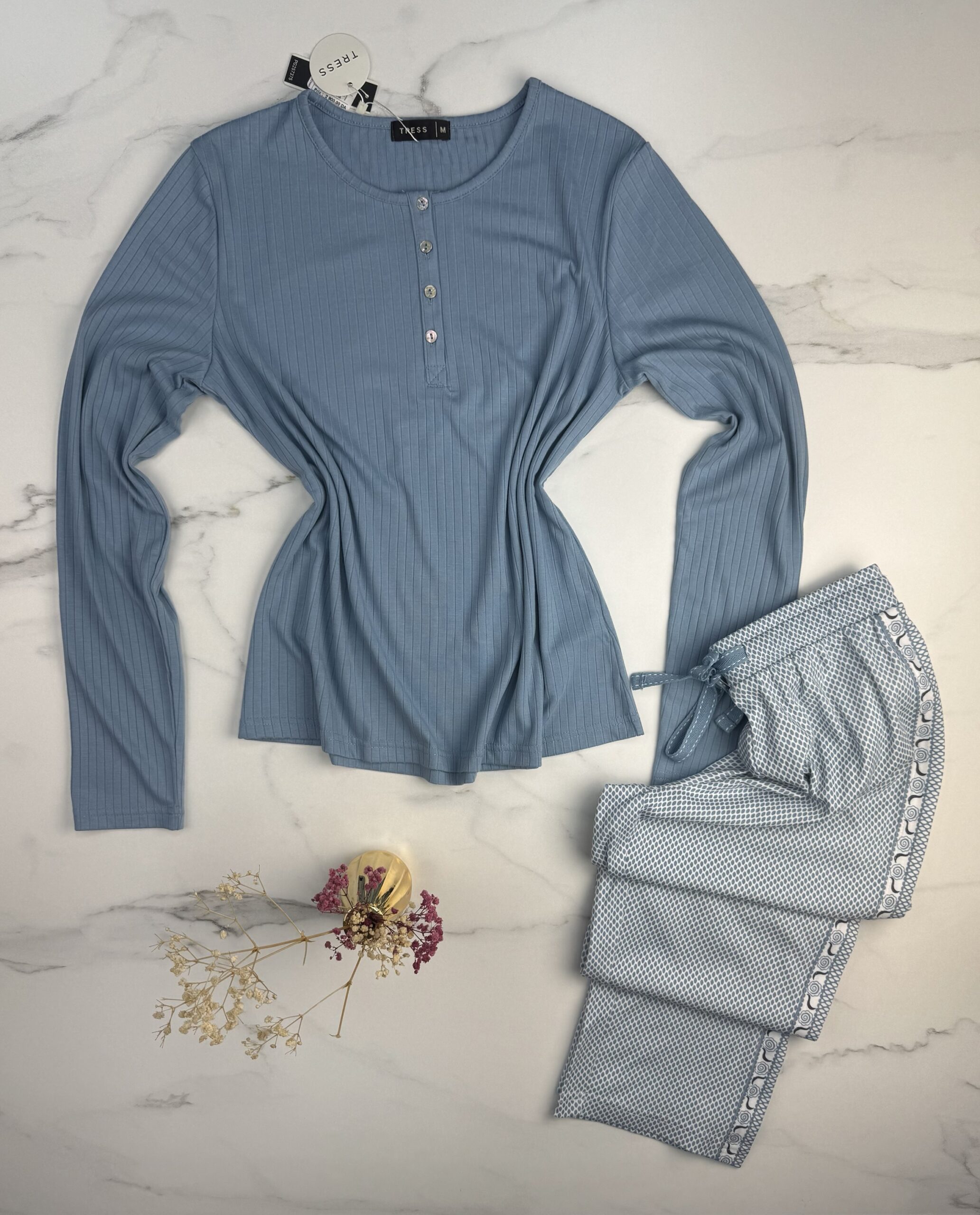 Pyjama pantalon haut manche longue " Bleu " – Image 3