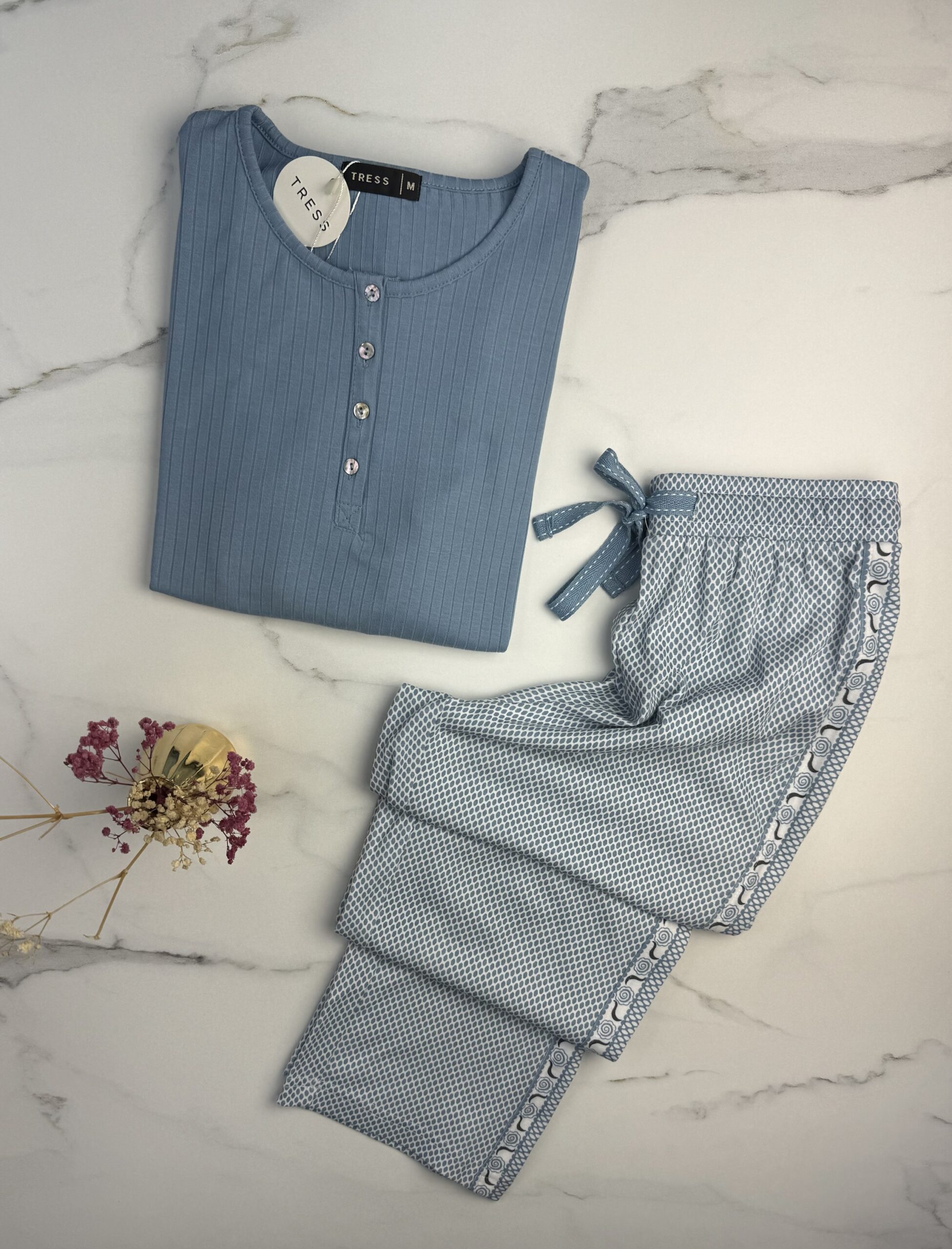 Pyjama pantalon haut manche longue " Bleu " – Image 2