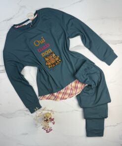 Pyjama pantalon haut manche longue " Bleu vert "