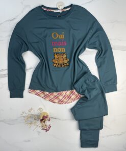 Alternative view of Pyjama pantalon haut manche longue " Bleu vert "