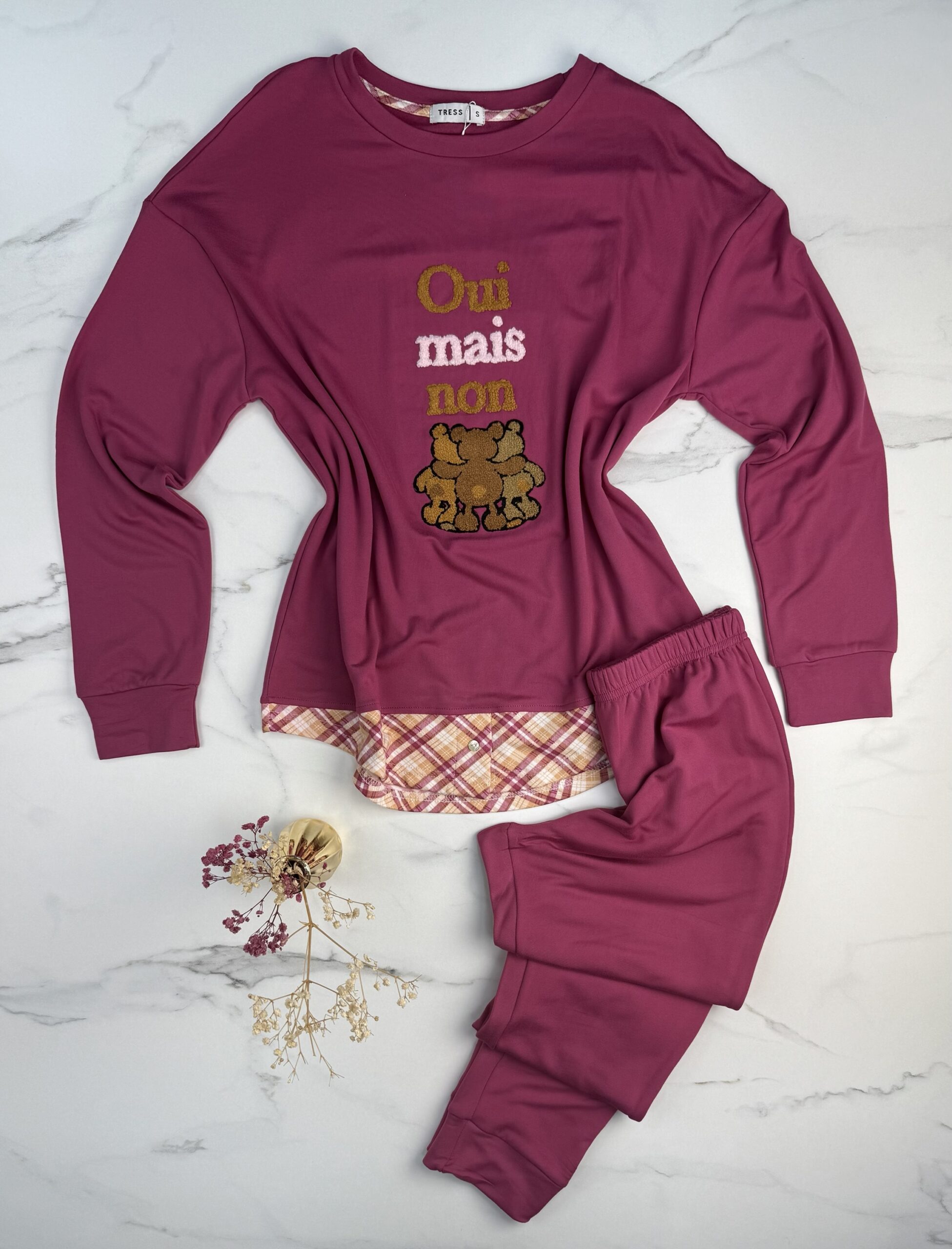 Pyjama pantalon haut manche longue " Rose " – Image 2