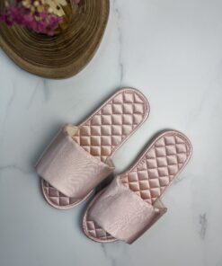 Pantoufle en satin " Rose "