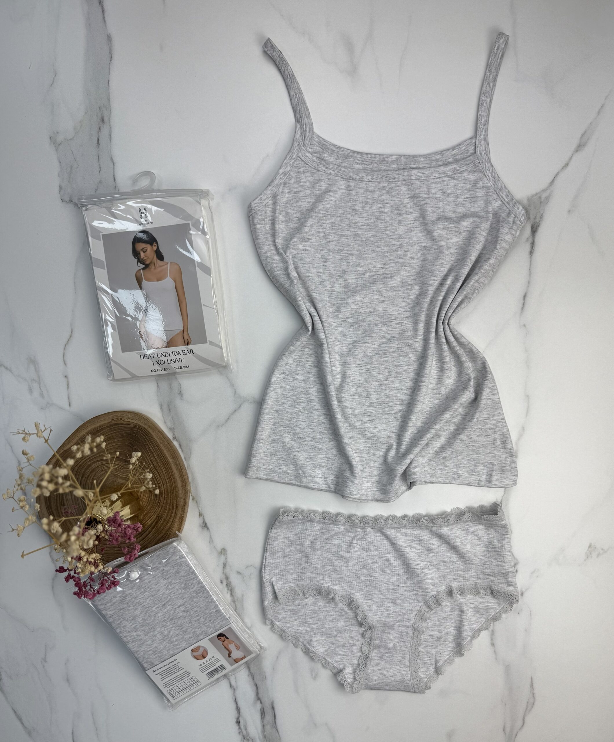 Tricot de peau + bas " Gris " – Image 2