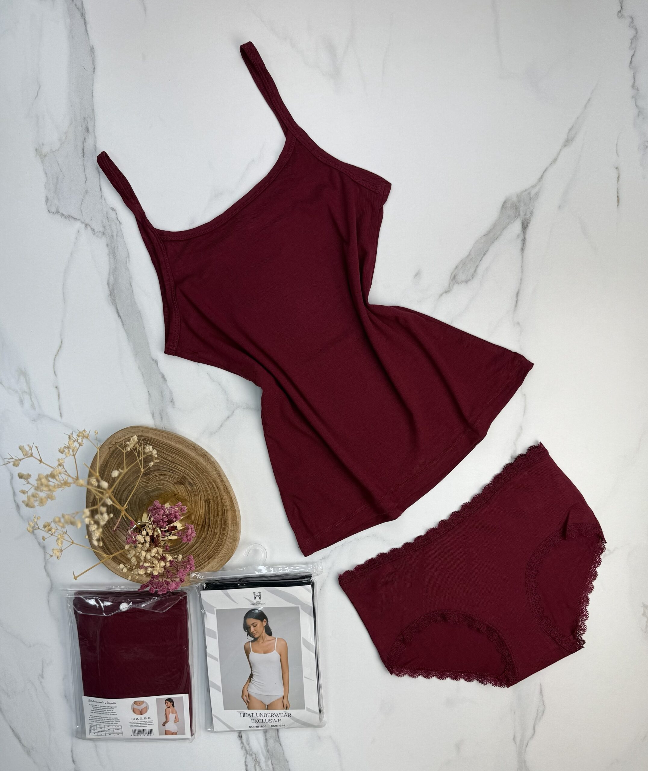 Tricot de peau + bas " Bordeaux "