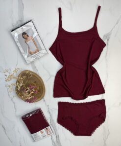 Alternative view of Tricot de peau + bas " Bordeaux "