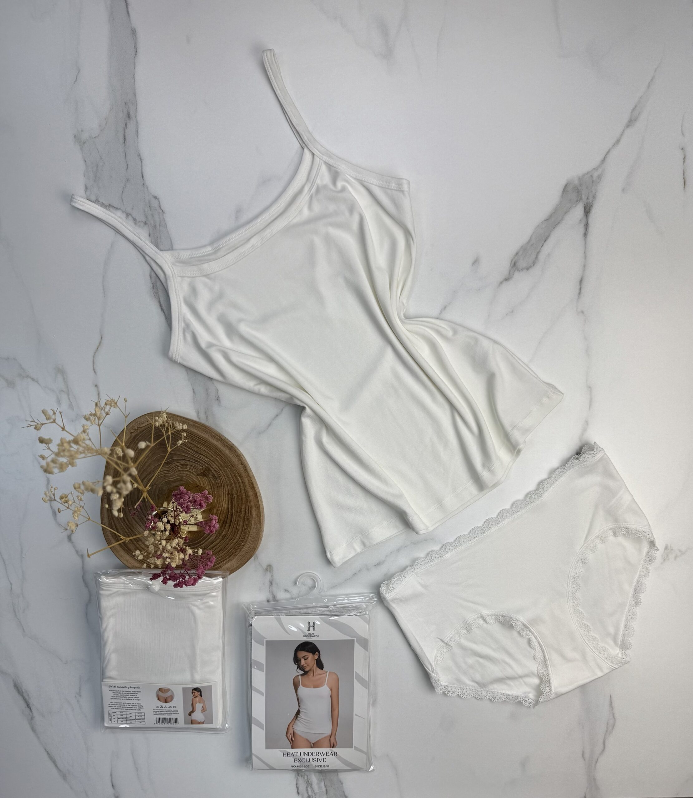 Tricot de peau + bas " Blanc "