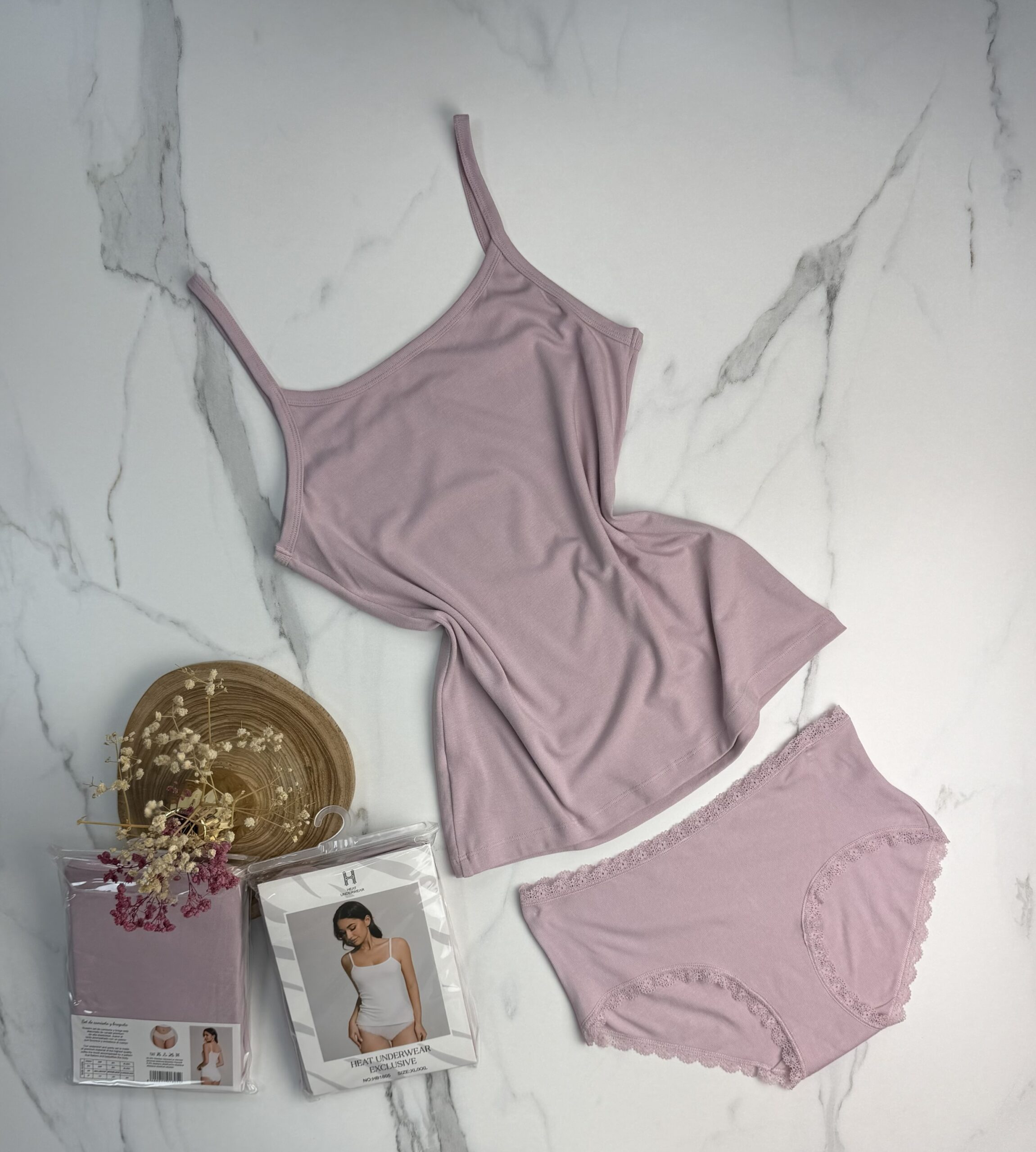 Tricot de peau + bas " rose "
