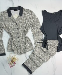 Pyjama 3 pcs " Léopard beige "