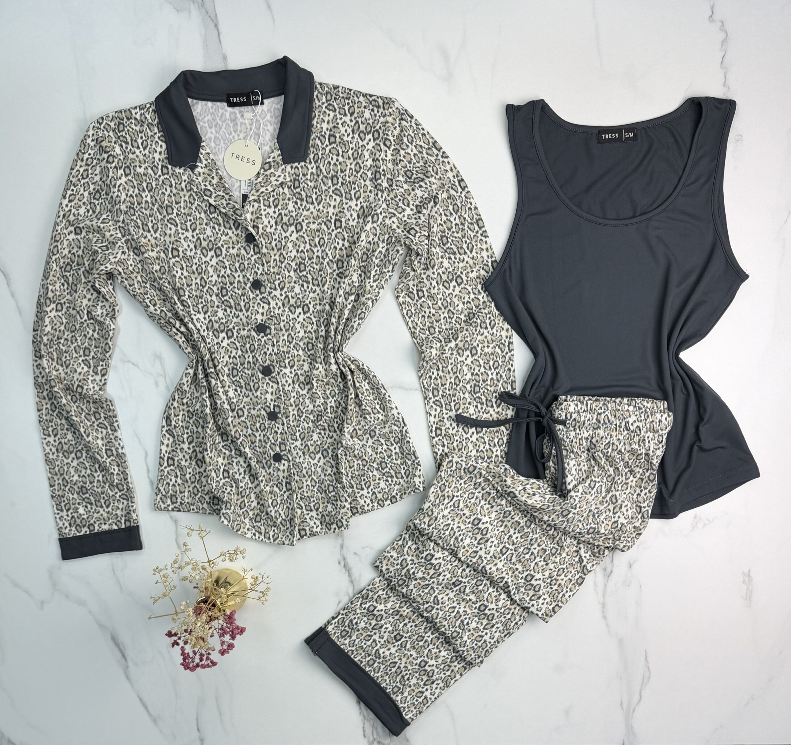 Pyjama 3 pcs " Léopard beige "