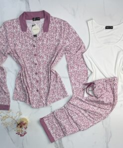 Pyjama 3 pcs " Léopard rose "