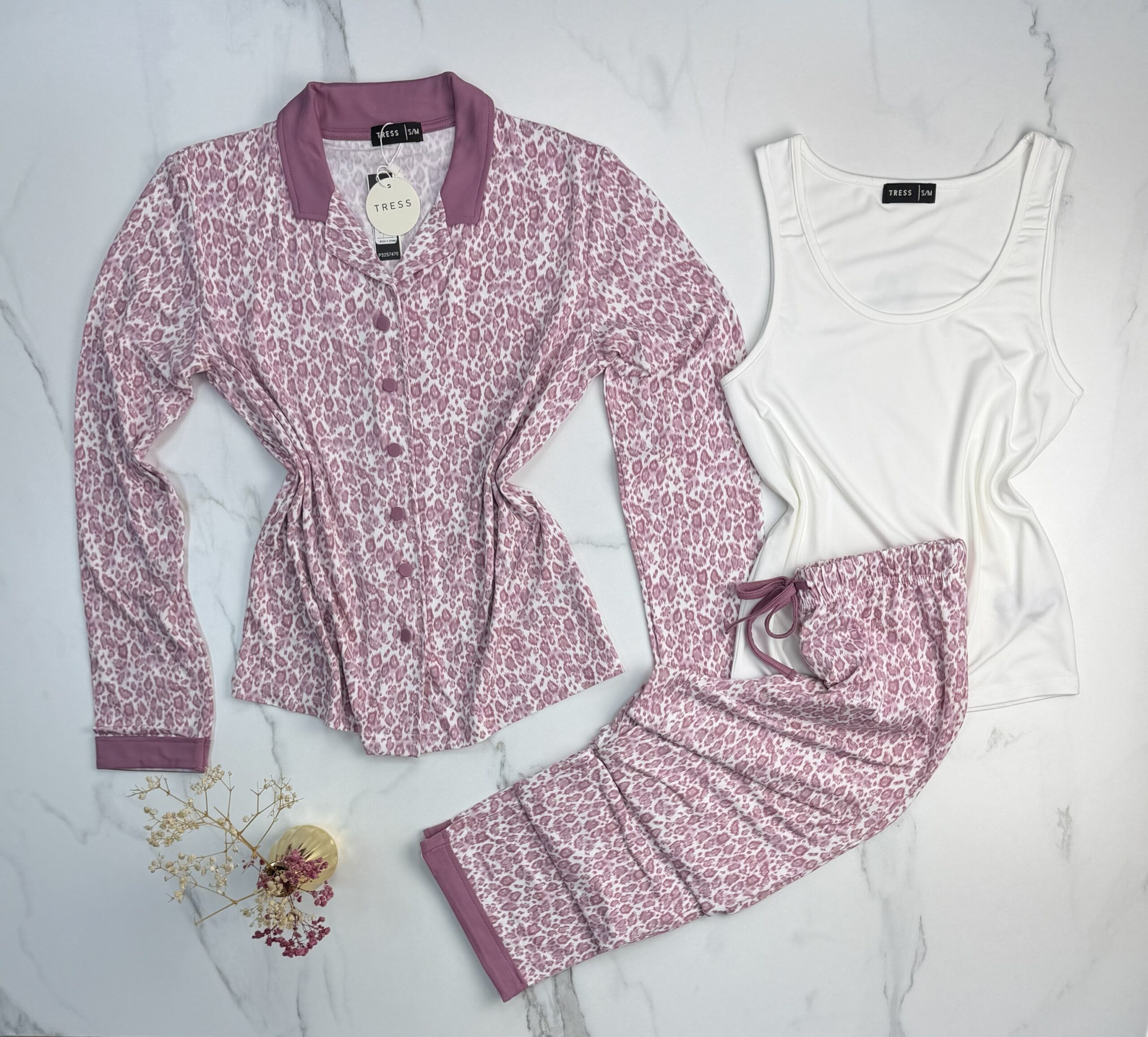 Pyjama 3 pcs " Léopard rose "