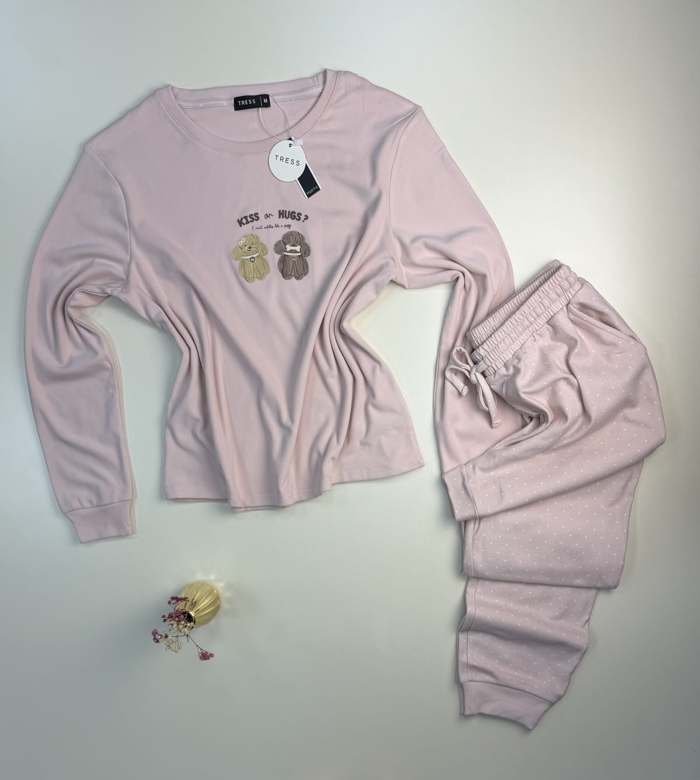 Pyjama pantalon haut manche longue " Rose clair " – Image 3