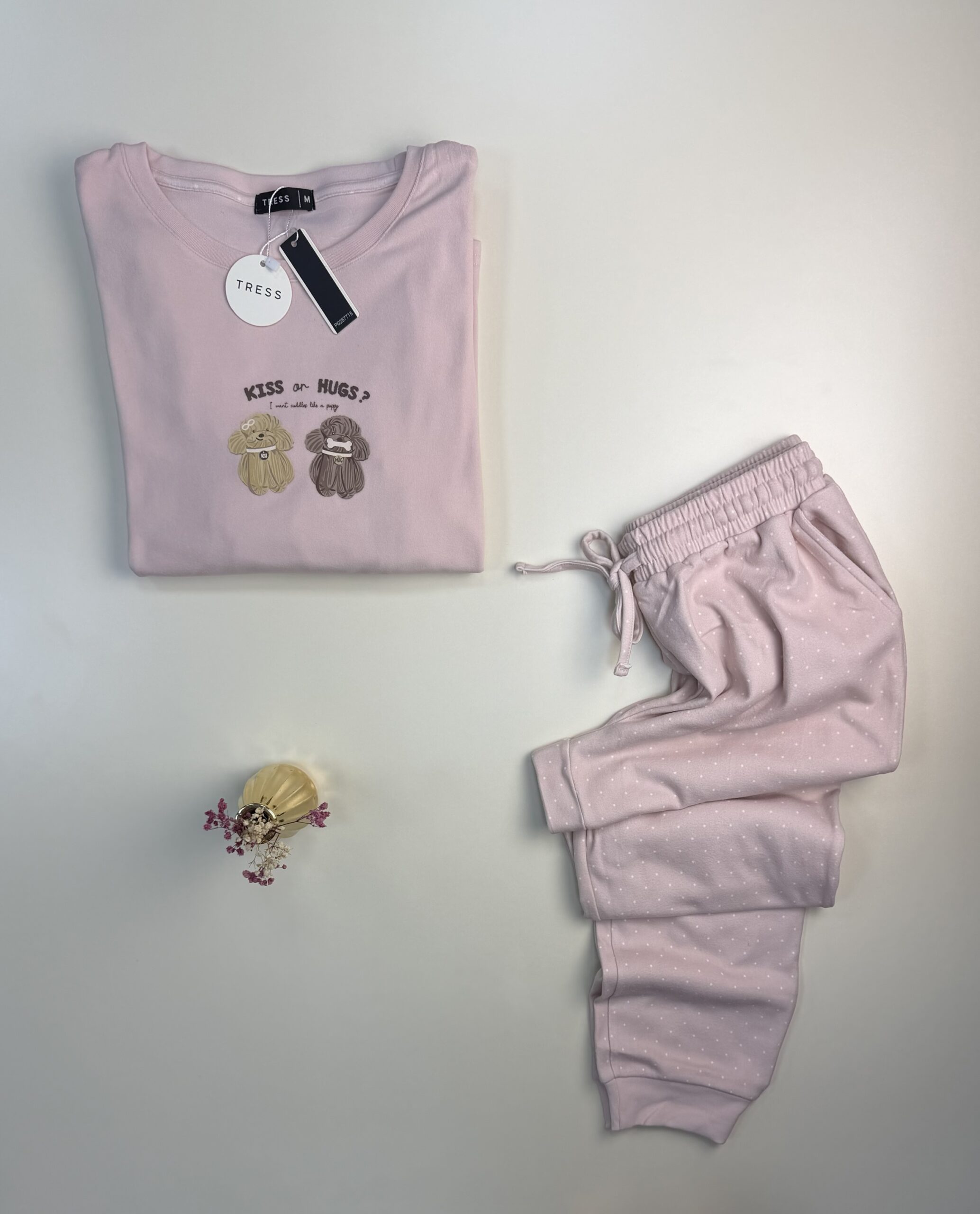 Pyjama pantalon haut manche longue " Rose clair " – Image 2