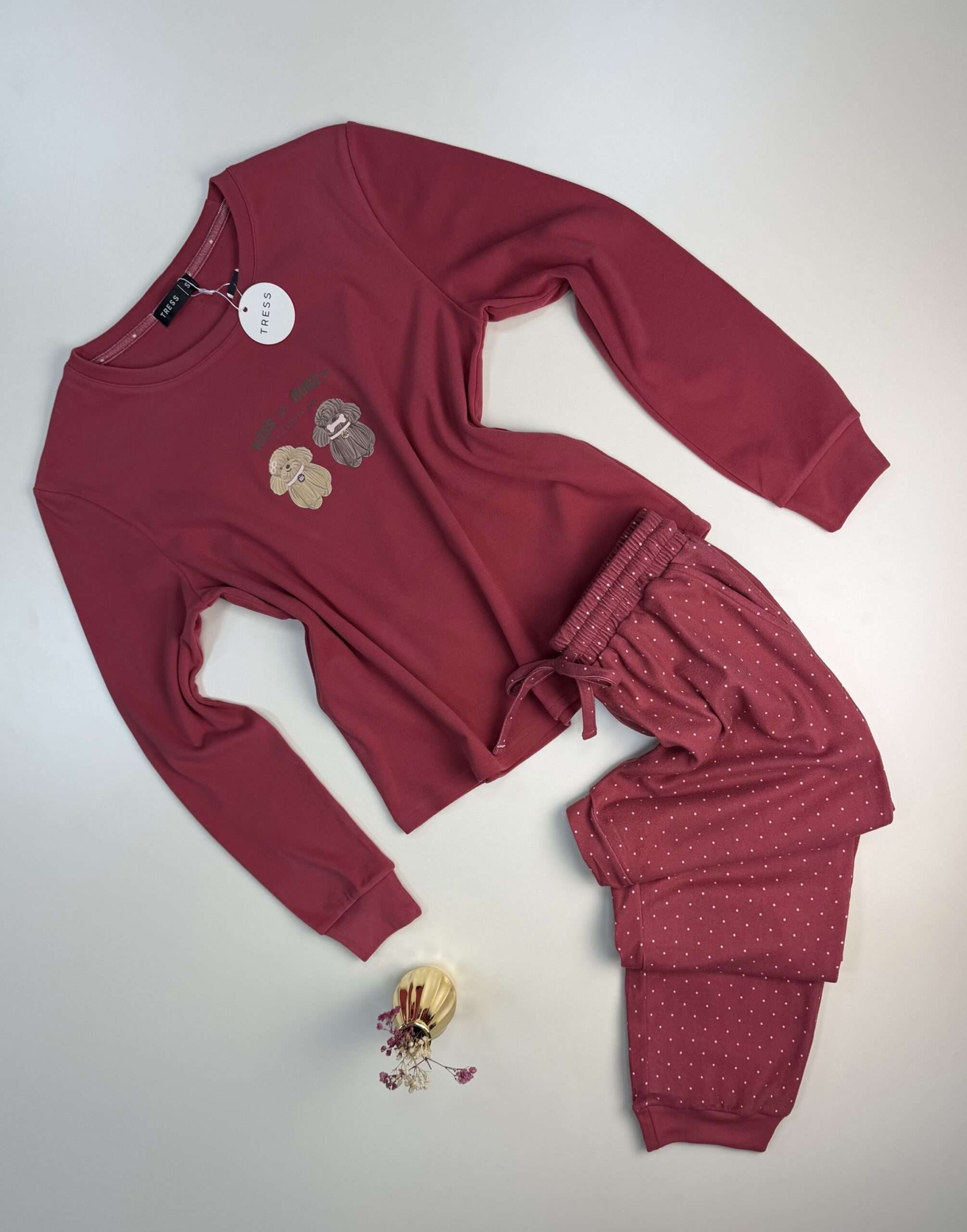 Pyjama pantalon haut manche longue " Rose foncé "