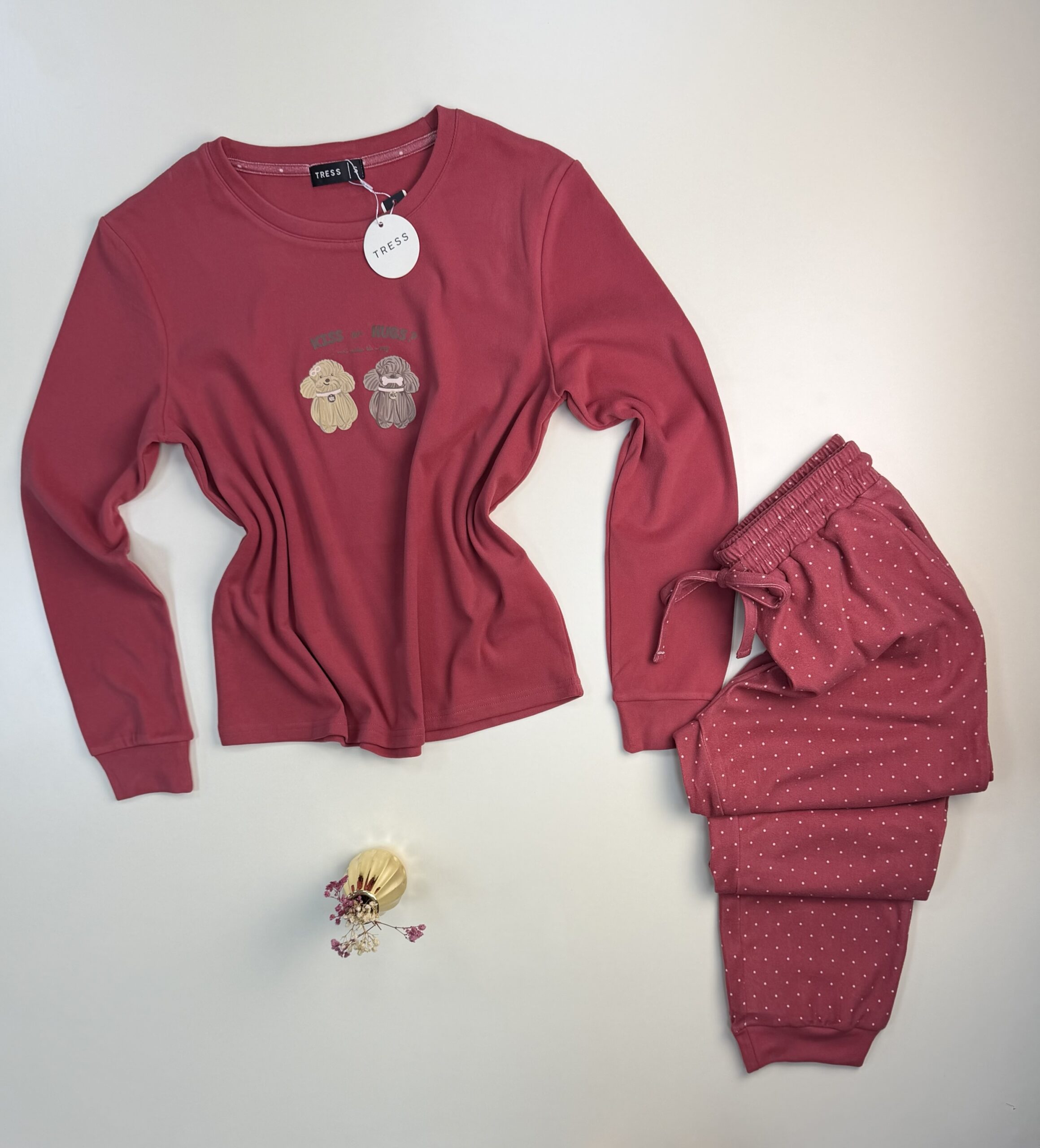 Pyjama pantalon haut manche longue " Rose foncé " – Image 3