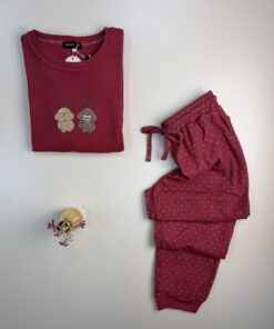 Alternative view of Pyjama pantalon haut manche longue   " Rose foncé "