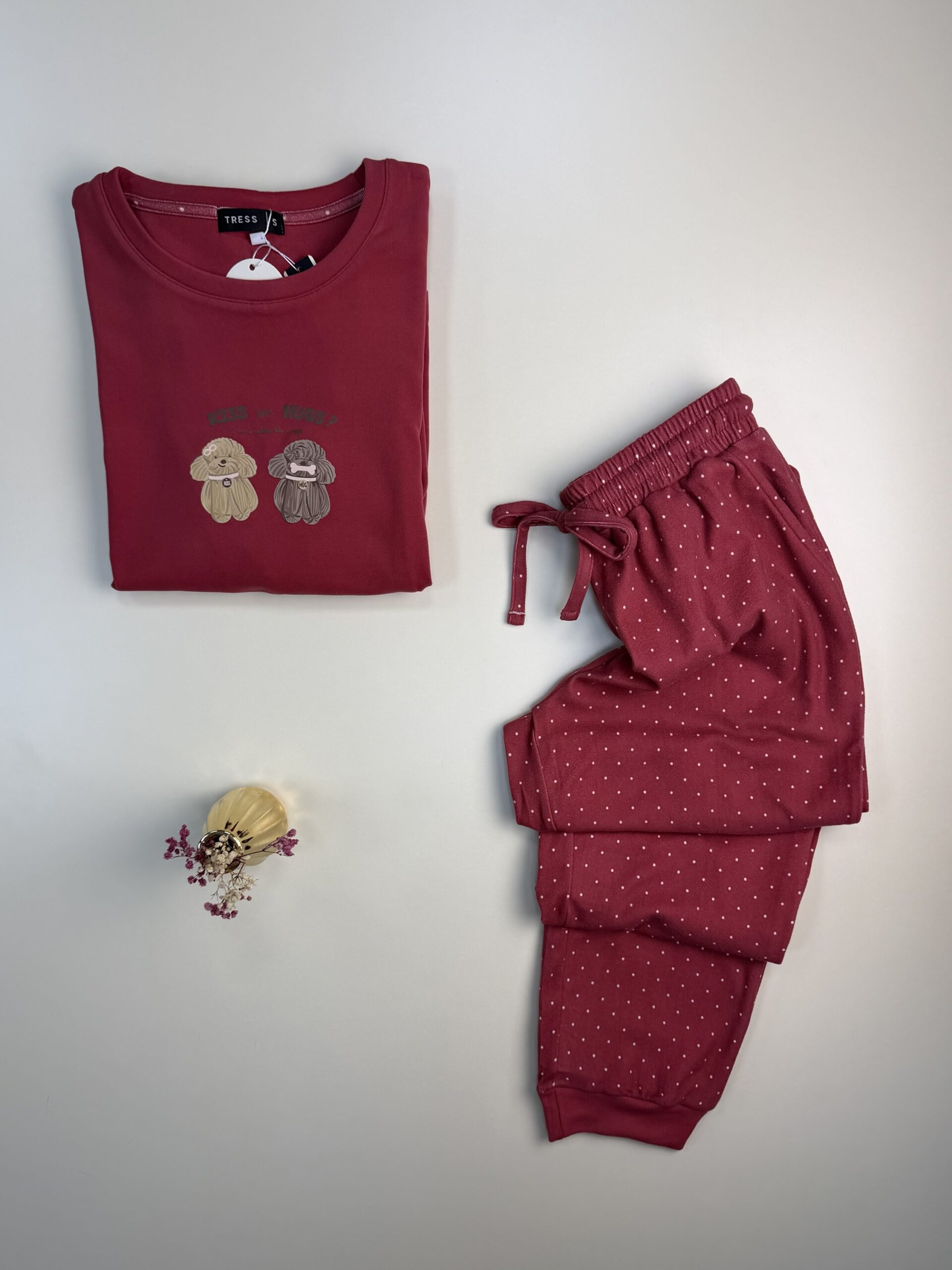 Pyjama pantalon haut manche longue " Rose foncé " – Image 2