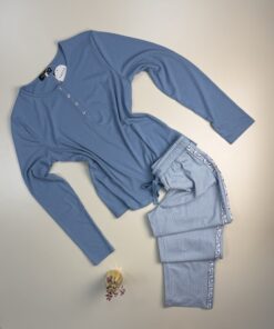 Pyjama pantalon haut manche longue " Bleu "