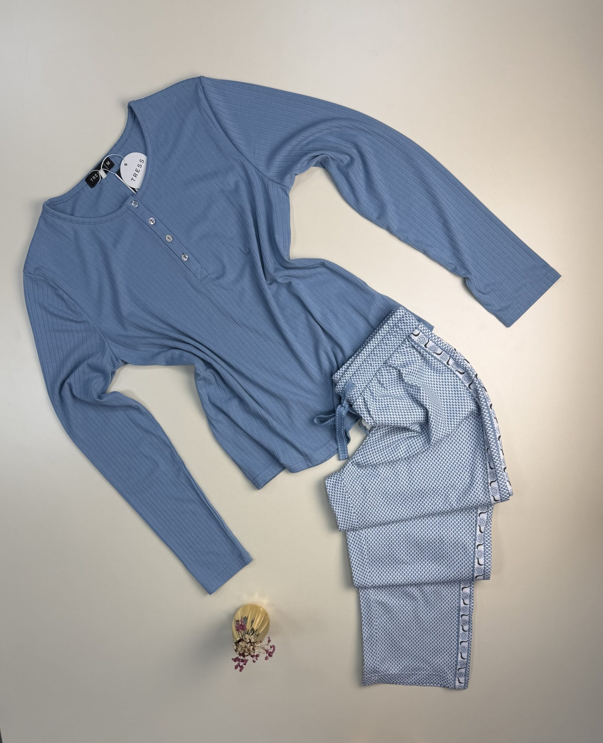 Pyjama pantalon haut manche longue " Bleu "