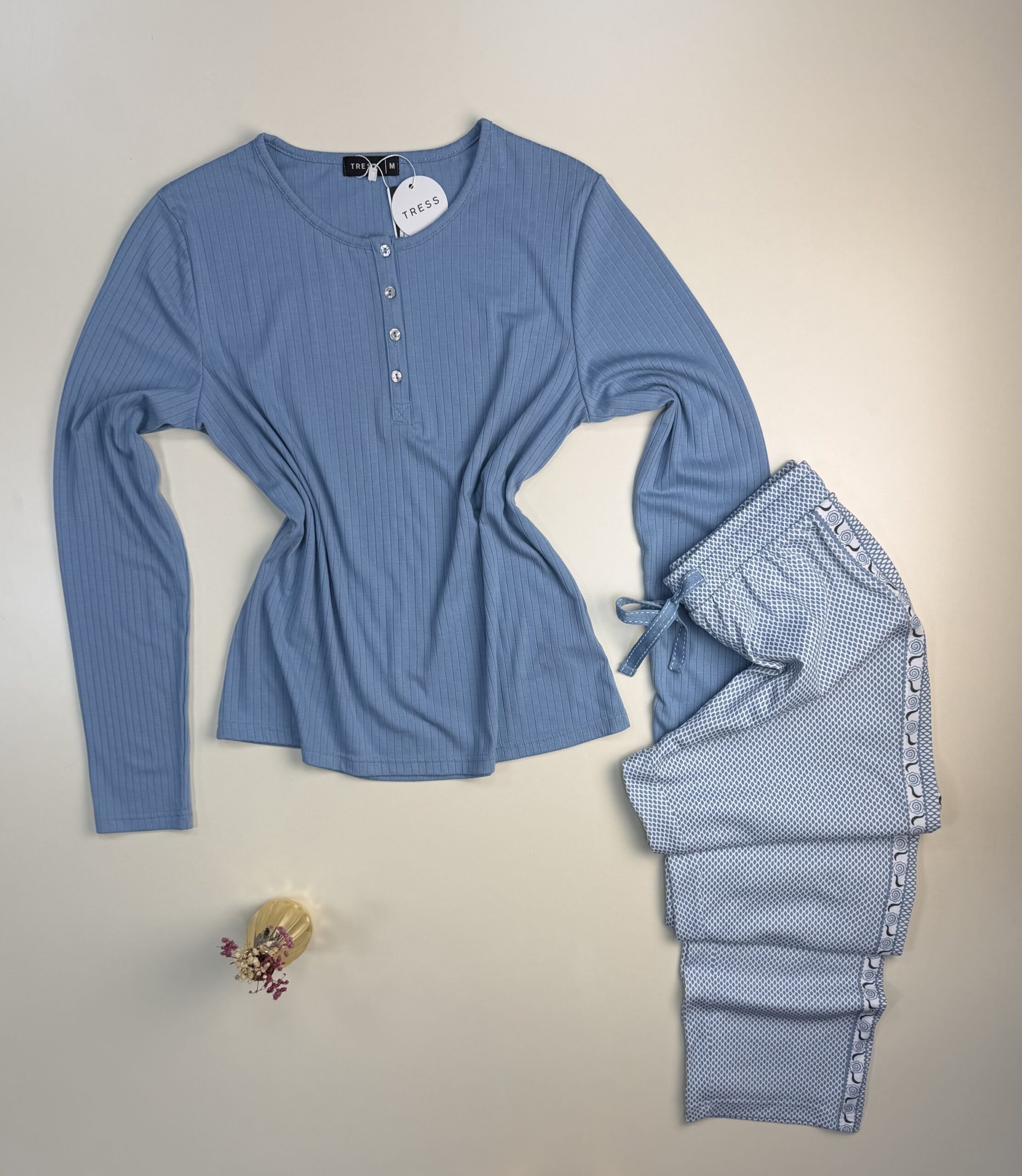 Pyjama pantalon haut manche longue " Bleu " – Image 3