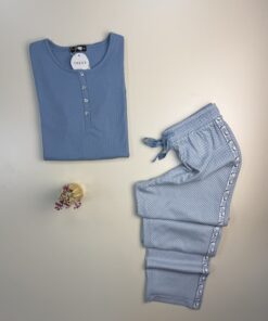 Alternative view of Pyjama pantalon haut manche longue " Bleu "