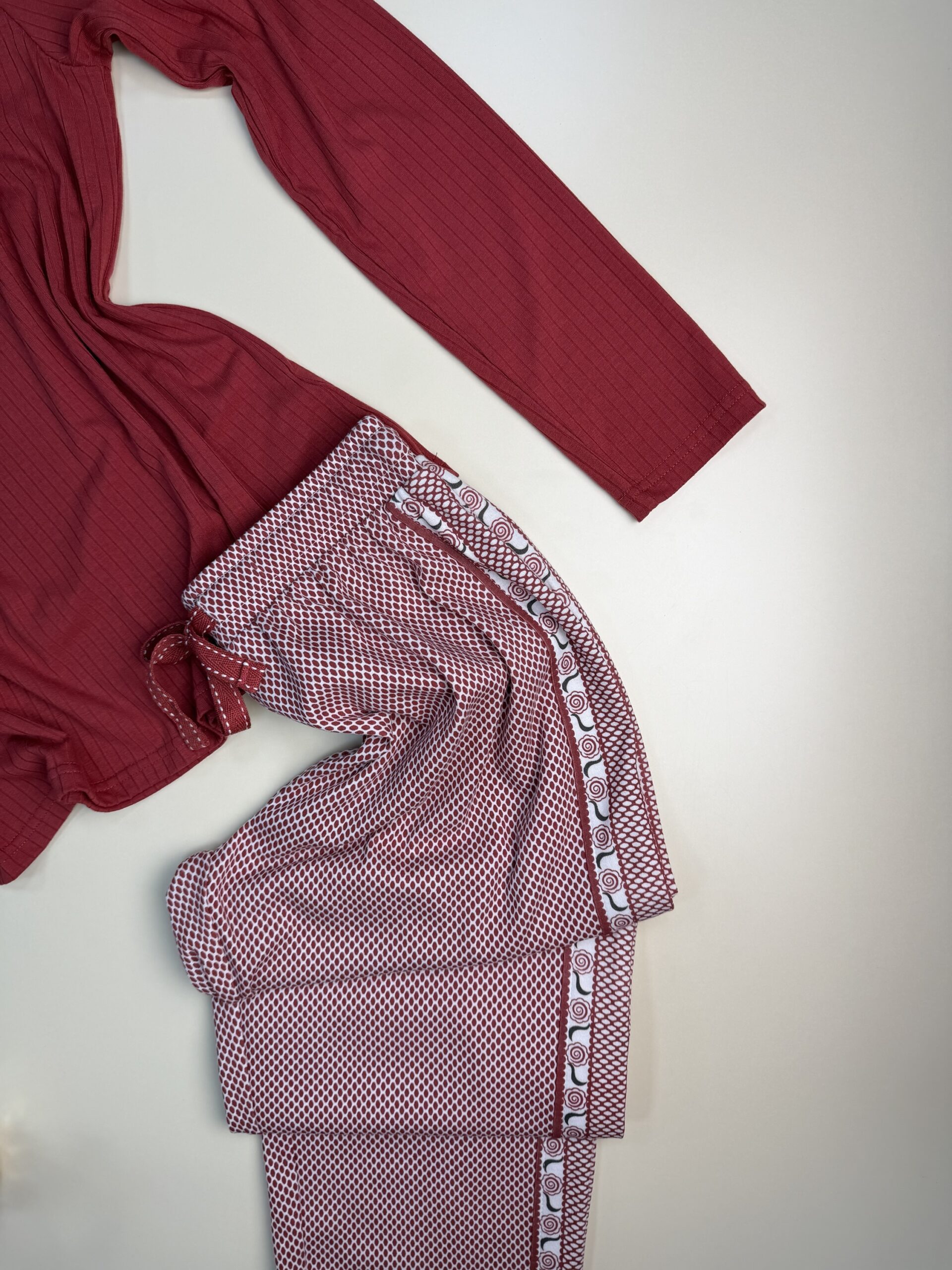 Pyjama pantalon haut manche longue " Brique " – Image 4