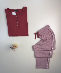 Alternative view of Pyjama pantalon haut manche longue " Brique "