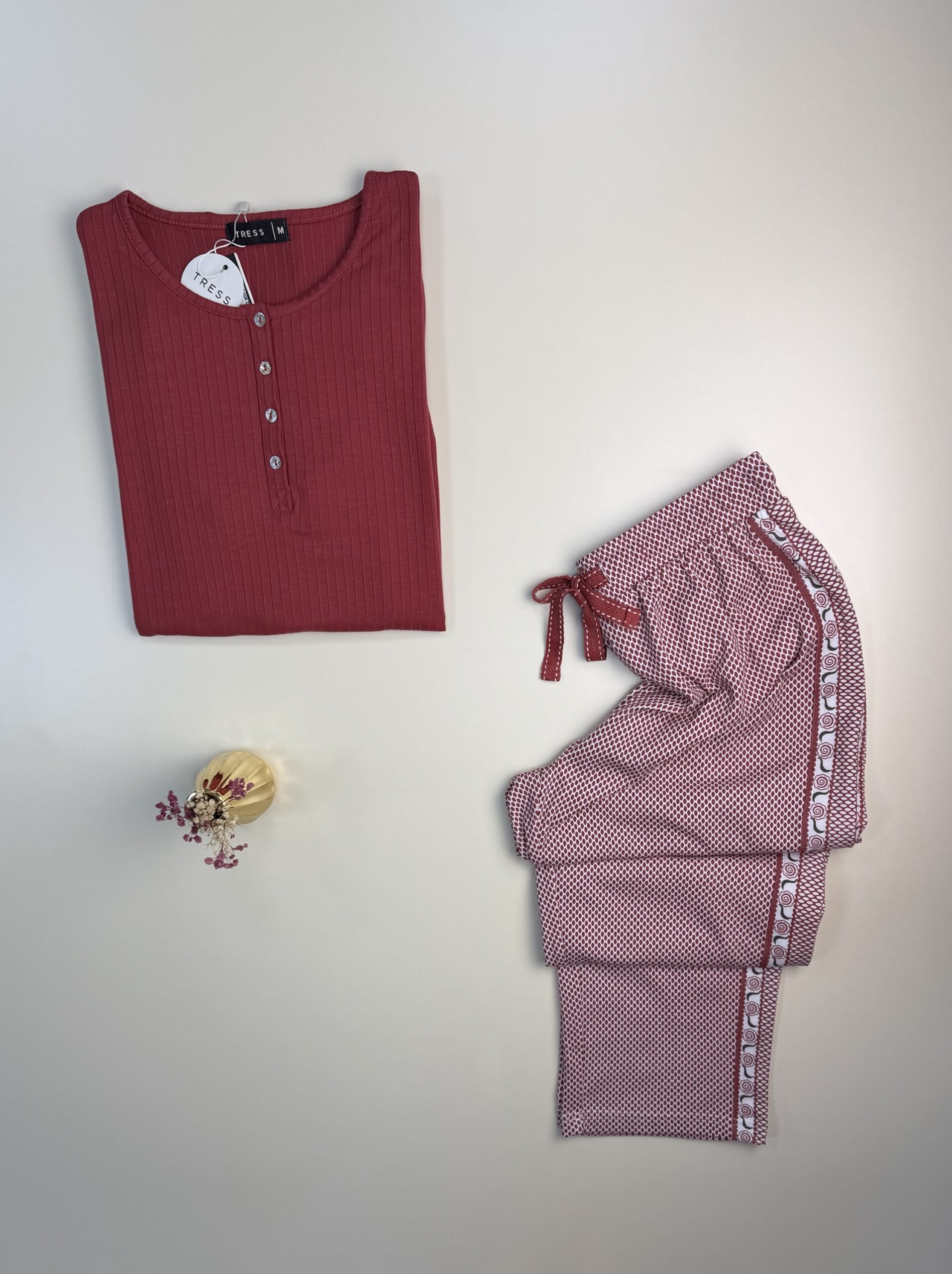 Pyjama pantalon haut manche longue " Brique " – Image 2