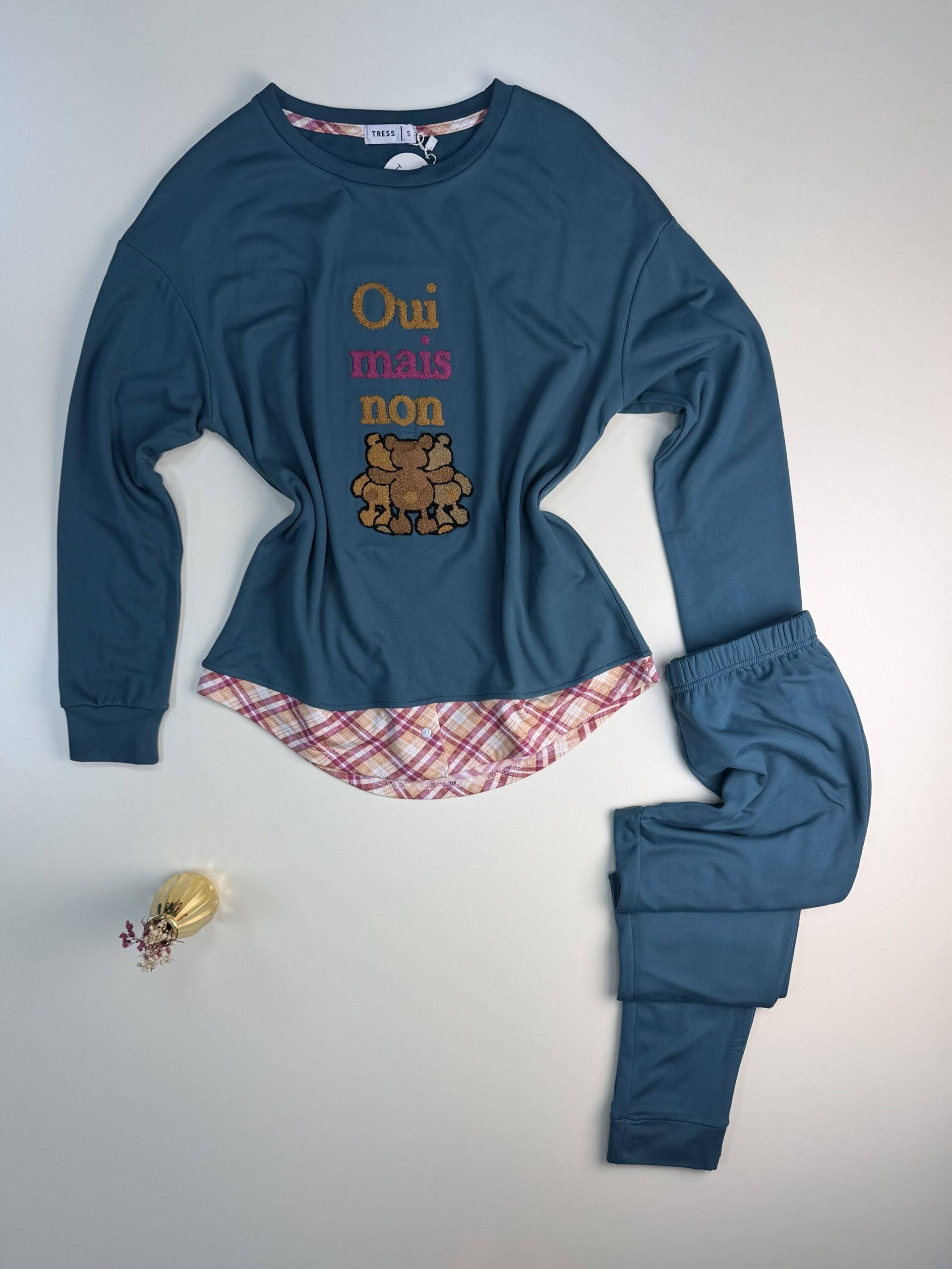 Pyjama pantalon haut manche longue " Bleu vert " – Image 2