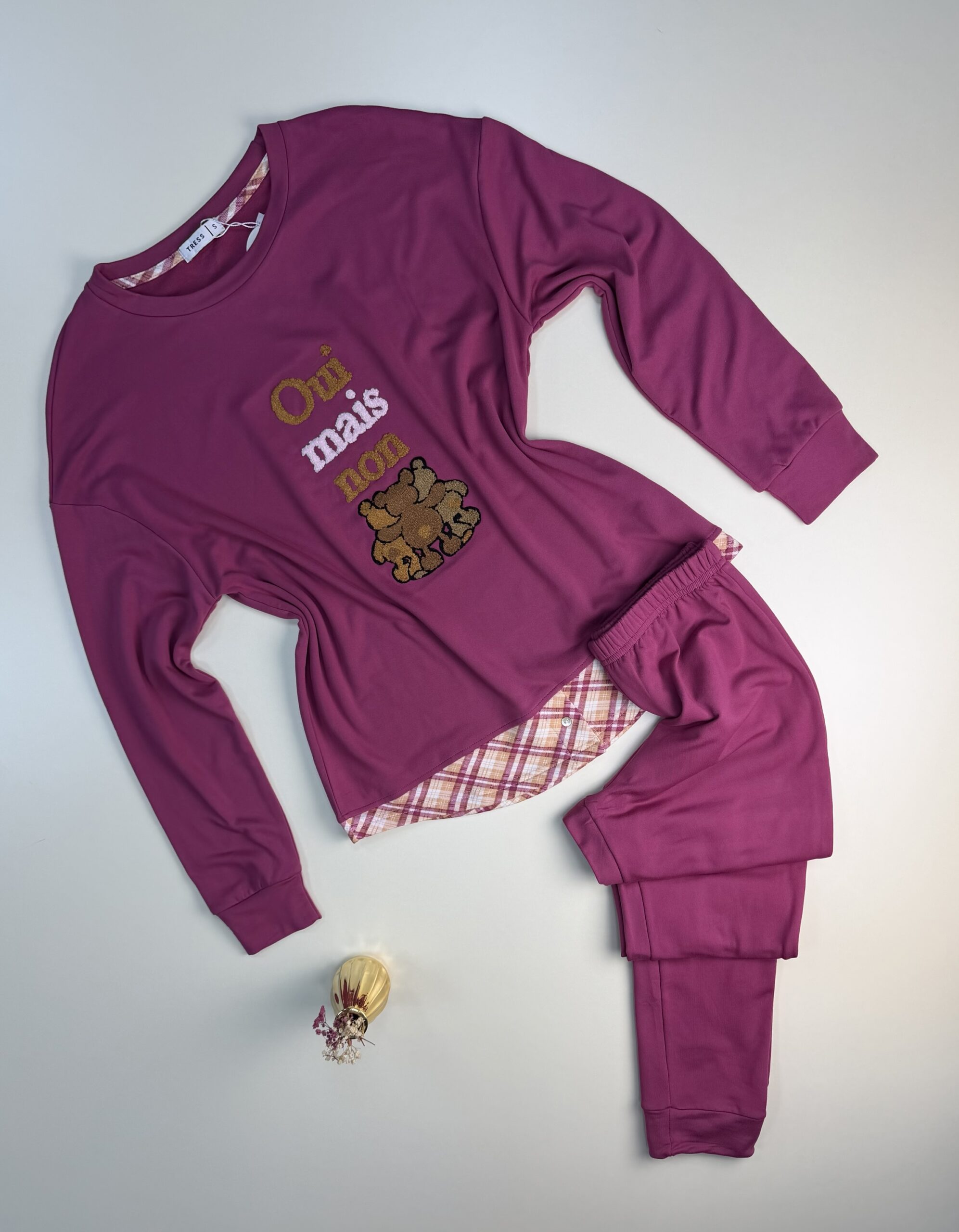 Pyjama pantalon haut manche longue " Rose "