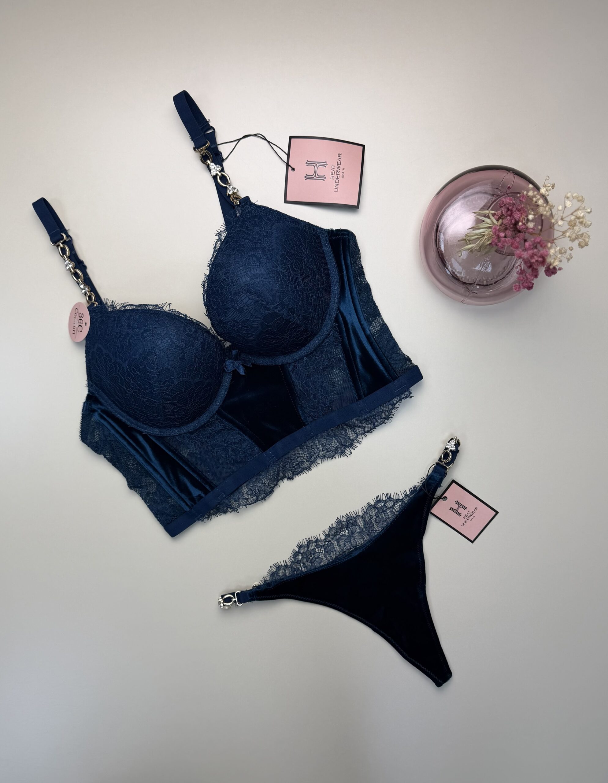 Ensemble corset H " Bleu vert "