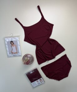 Tricot de peau + bas " Bordeaux "