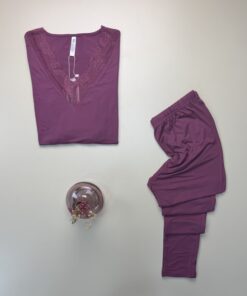 Alternative view of Pyjama haut manche longue " aubergines "